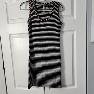 Xhilaration Black and White Striped Midi Dress